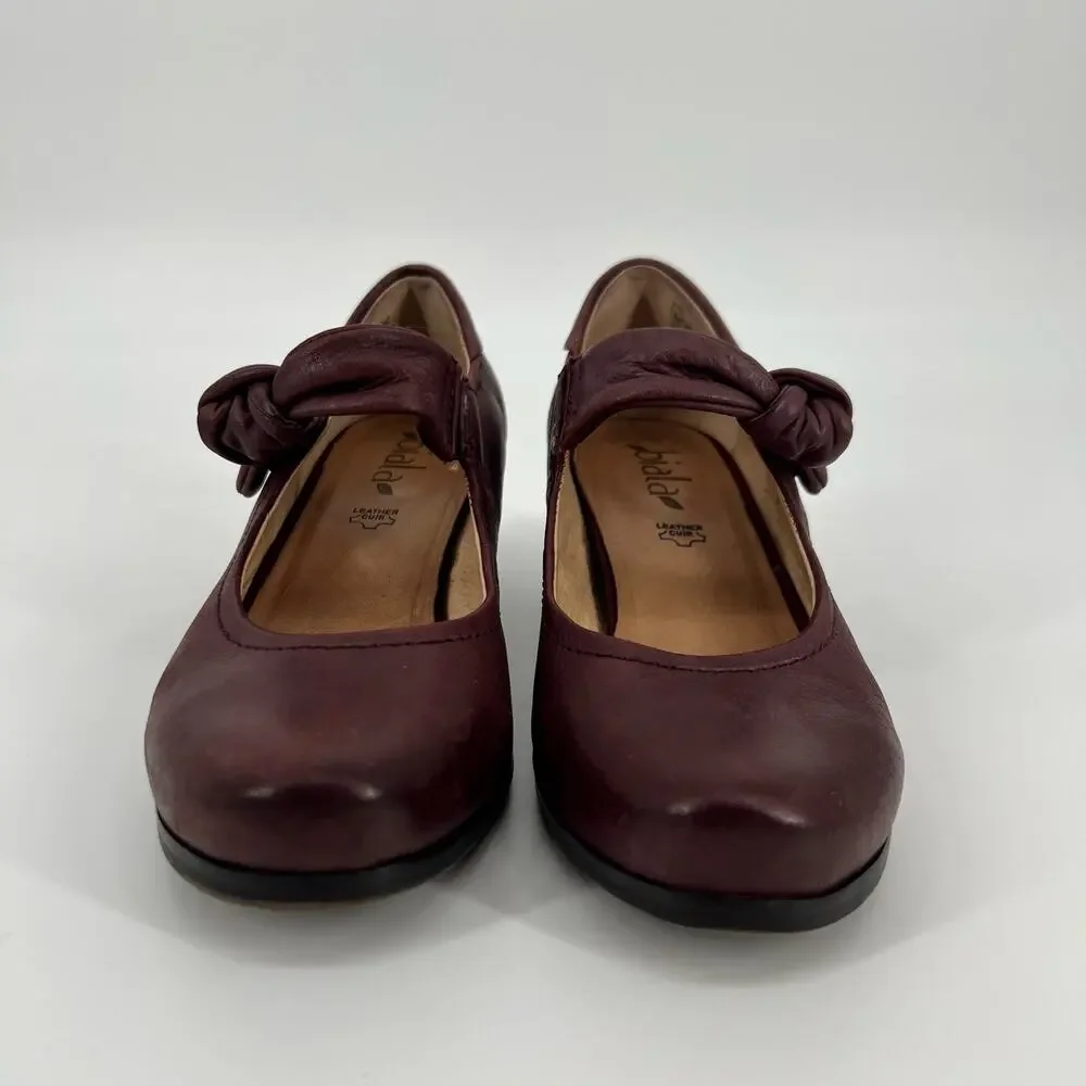 Biala Womens Tracey Mary Jane Pump EU 36 US6 Burgundy Red Leather Bow Strap Shoe